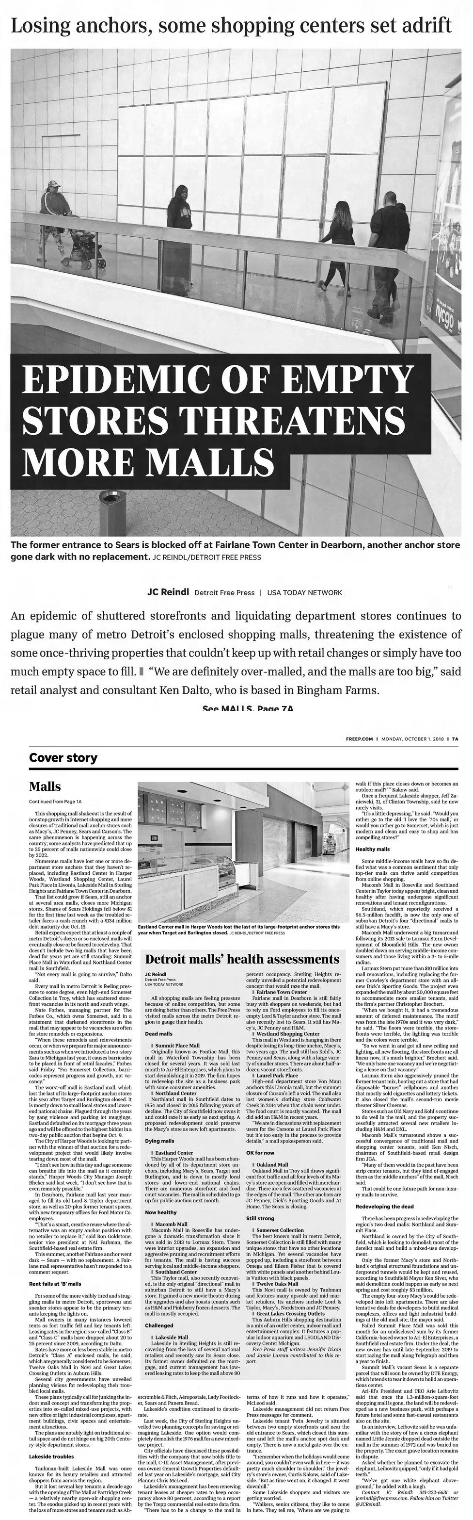 Lakeside Mall - Oct 1 2018 Article On Malls
